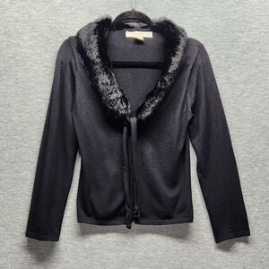 Vintage 90s Bette Paige Fur Trim Cardigan Preppy Romantic Academia Grunge Punk
